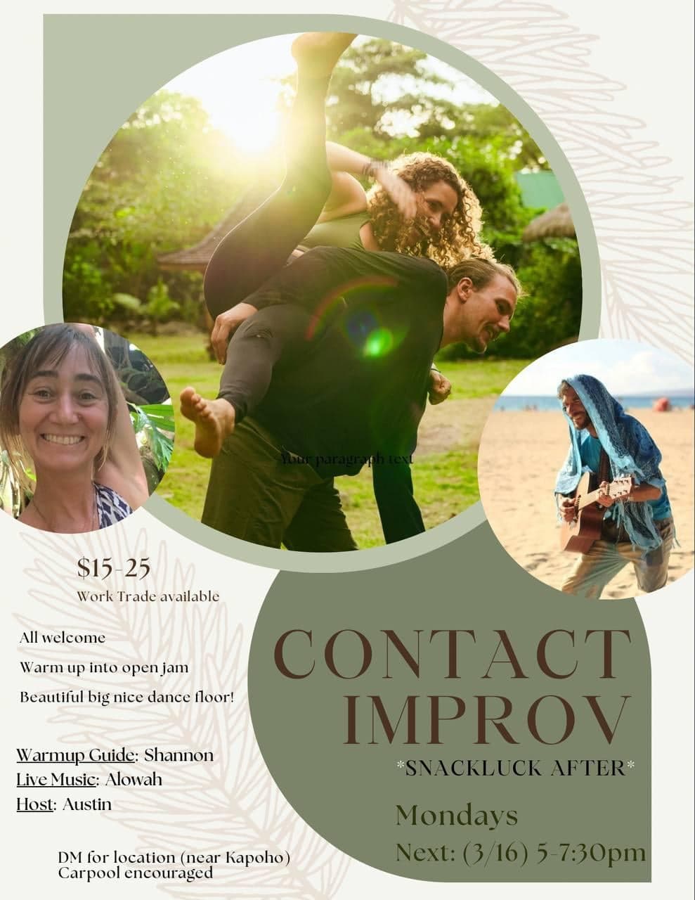 Contact Improv Jam (Mondays)